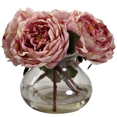 Nearly Natural Fancy Rose With Vase - Pink, 1391PK 1391-PK